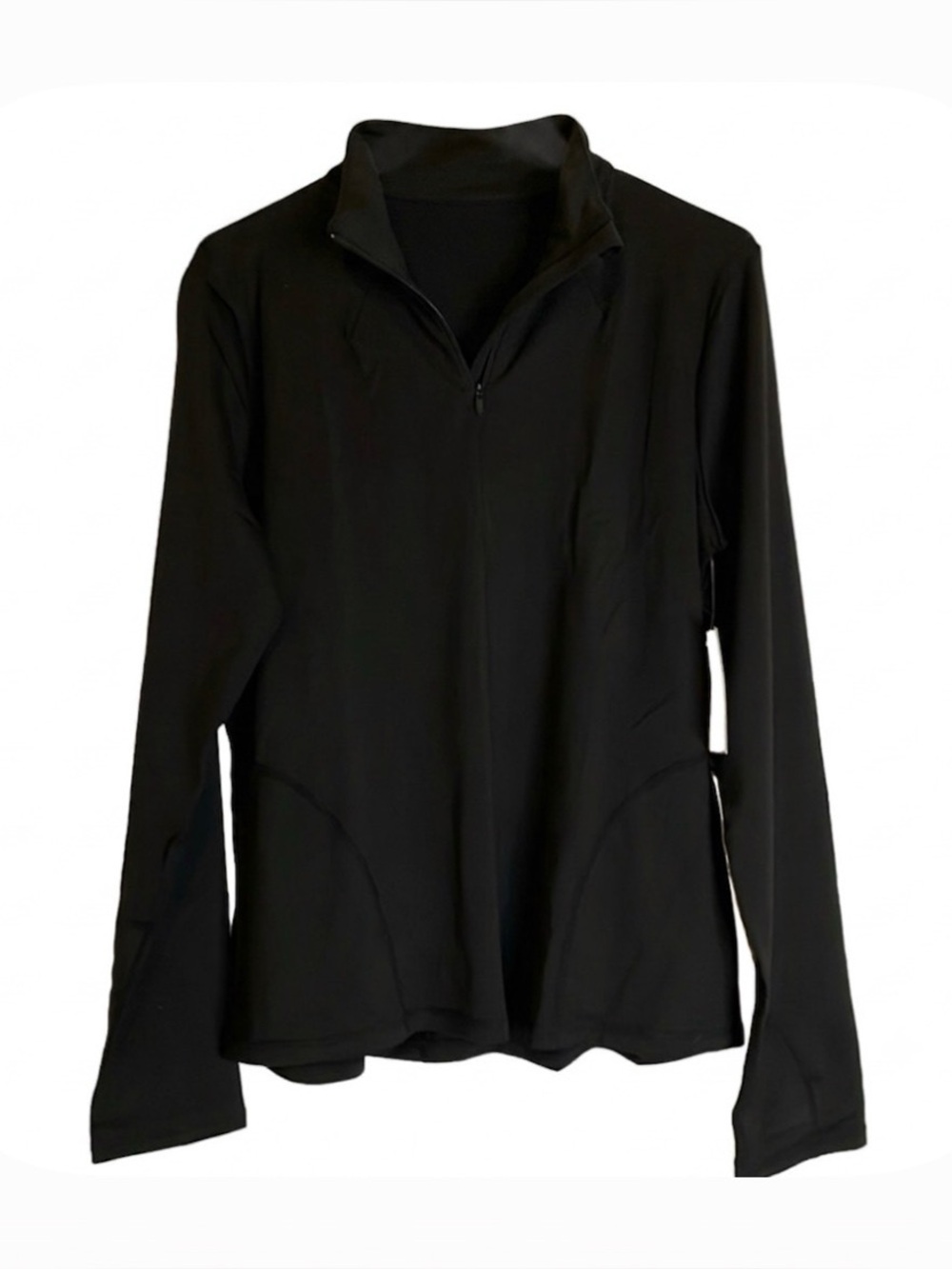 SHADOW SPORT Fitted Mock Neck Zip Athletic Jacket, Women’s L, Black